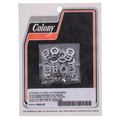 Brickor bultar Colony Flatwashers 1/4" 7/16 1/16 krom (50-pack)