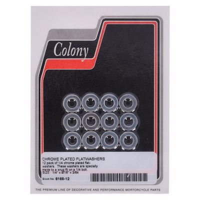 Brickor bultar Colony Flatwashers 1/4" 9/16 3/64 krom (12-pack)