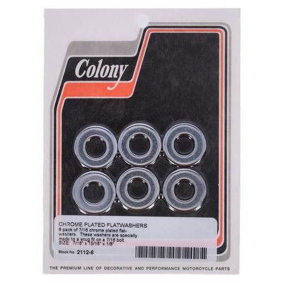 Brickor bultar Colony Flatwashers 7/16" 15/160 1/8 krom (6-pack)