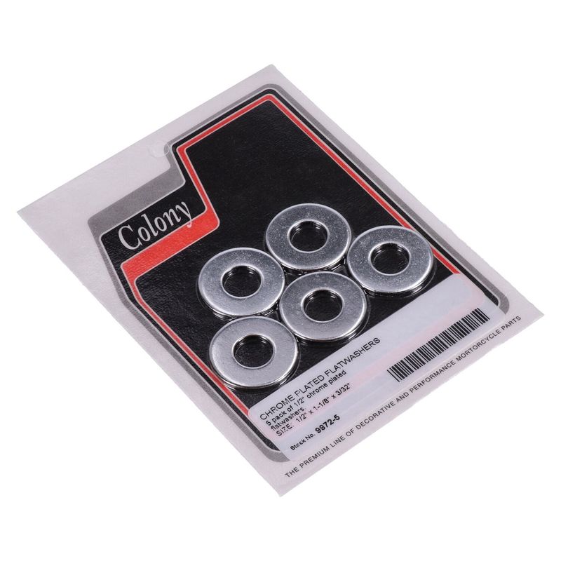 Brickor bultar Colony Flatwashers 1/2" krom (5-pack)