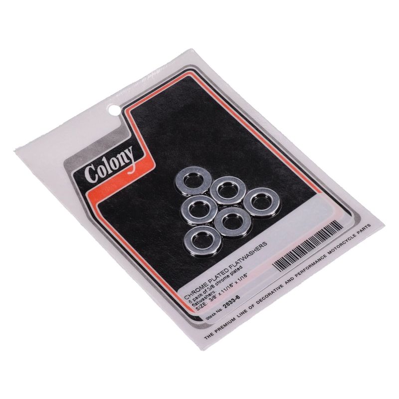 Brickor bultar Colony Flatwashers 3/8" 11/16 1/16 krom (6-pack)