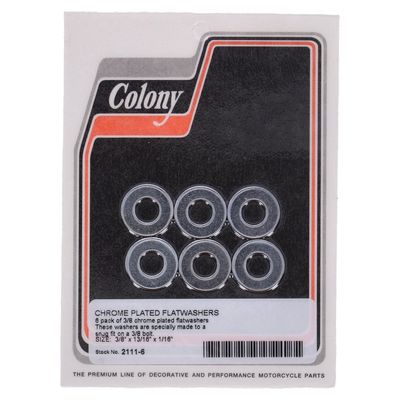 Brickor bultar Colony Flatwashers 3/8" 13/16 1/16 krom (6-pack)