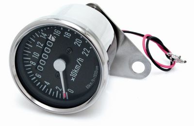 Hastighetsmätare mini MCS 1:1 km/h krom svart tavla FL 62-80