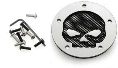Kromat brytarlock Mesh Skull till Twin Cam 99-upp