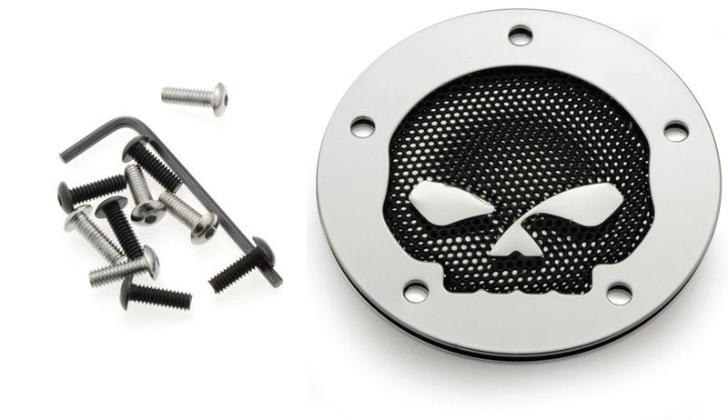 Kromat brytarlock Mesh Skull till Twin Cam 99-upp