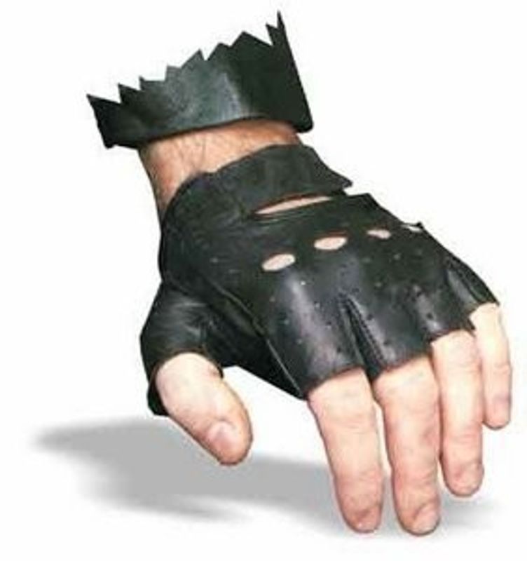 Handskar, halvfinger modell, stl S. Svart skinn