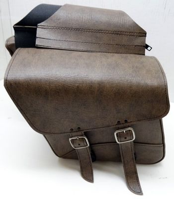 Sadelväskor FL/FX/XL Vintagebrunt konstläder avtagbar dragkedja