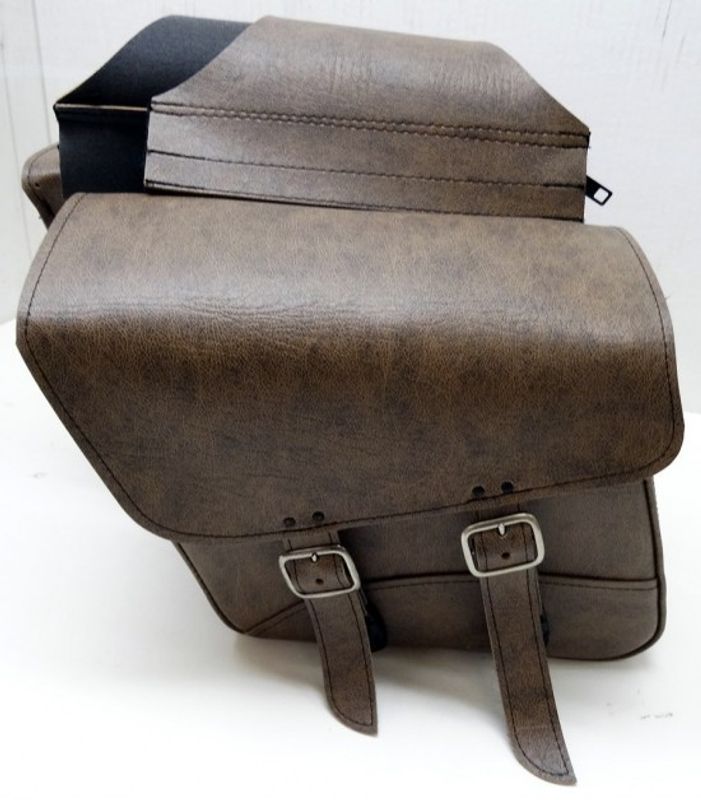 Sadelväskor FL/FX/XL Vintagebrunt konstläder avtagbar dragkedja