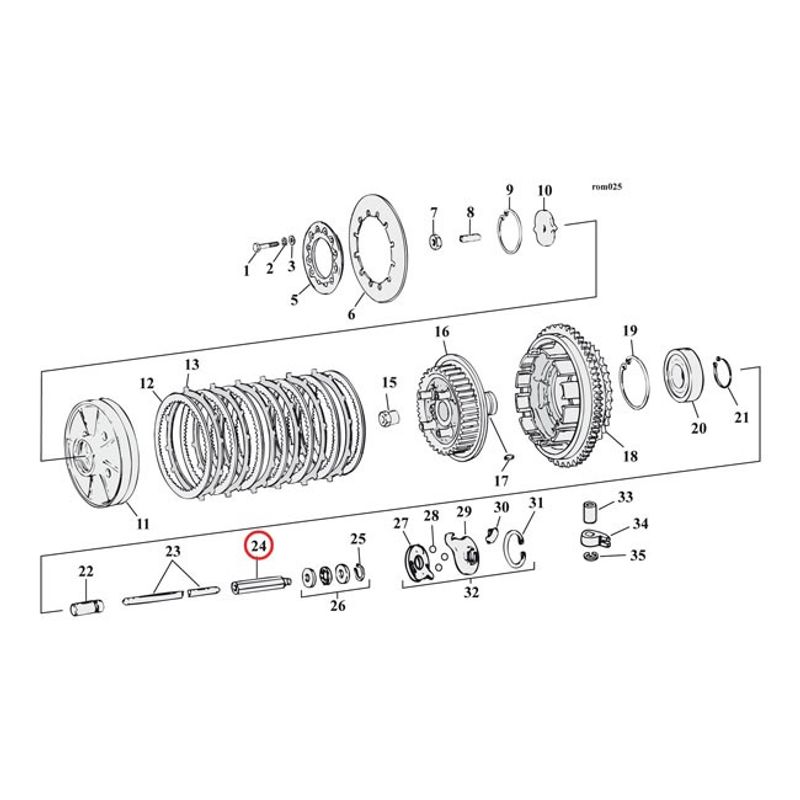 Stötstång koppling MCS höger L84-86 4-speed Big Twin