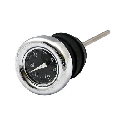 Oljesticka med temperaturmätare oljetank MCS krom svart tavla Softail 84-99
