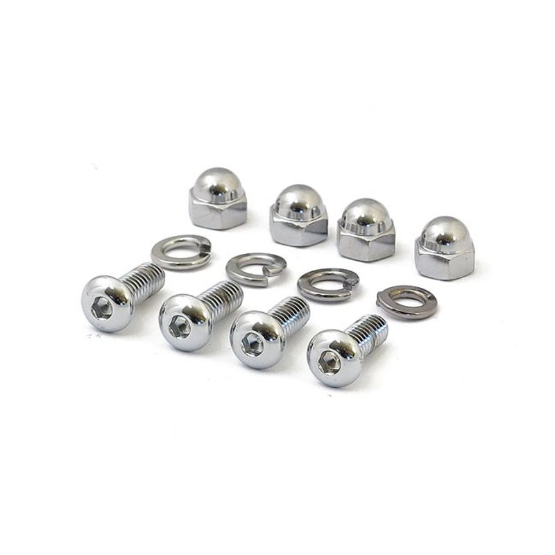 Monteringssats nummerplåt MCS Buttonhead Acorn krom universal