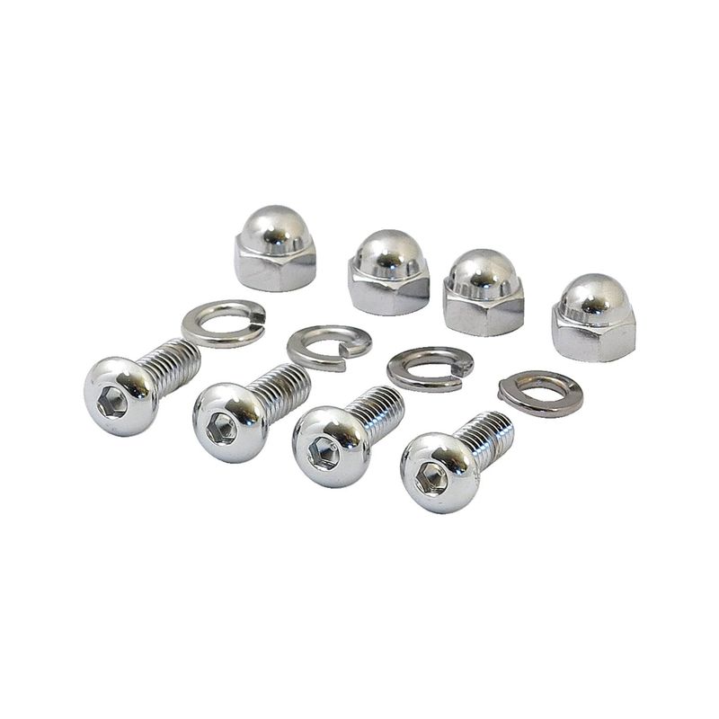 Monteringssats nummerplåt MCS Buttonhead Acorn krom universal