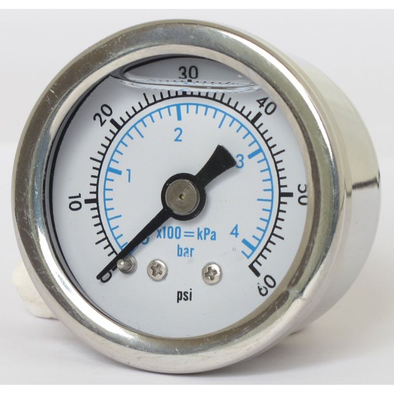 Oljetrycksmätare Marshall 0 60 PSI rostfri vit dubbel