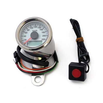 Hastighetsmätare MCS Stoker 48mm vit Compatible with stock 96-03 H-D