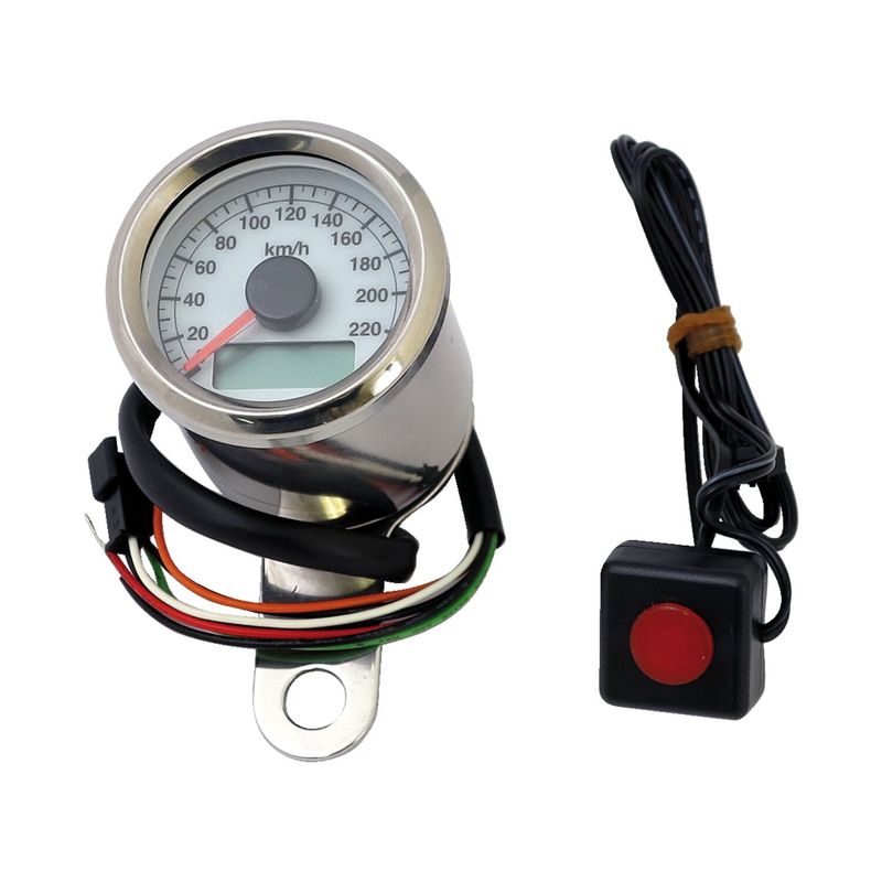 Hastighetsmätare MCS Stoker 48mm vit Compatible with stock 96-03 H-D