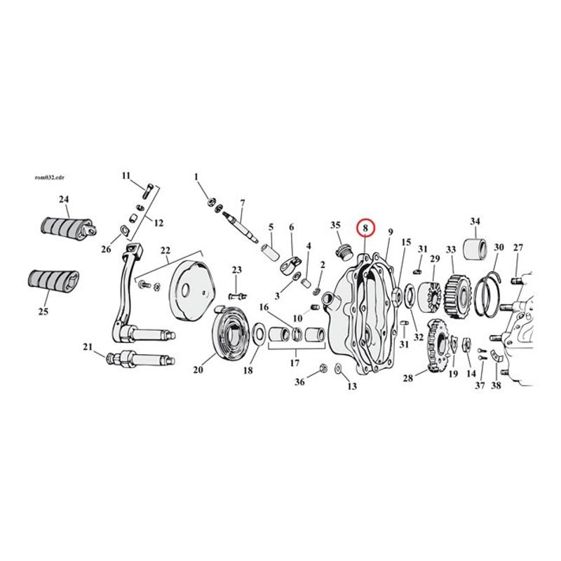 Kåpa växellåda MCS polerad 4-speed OHV & Flathead Big Twin