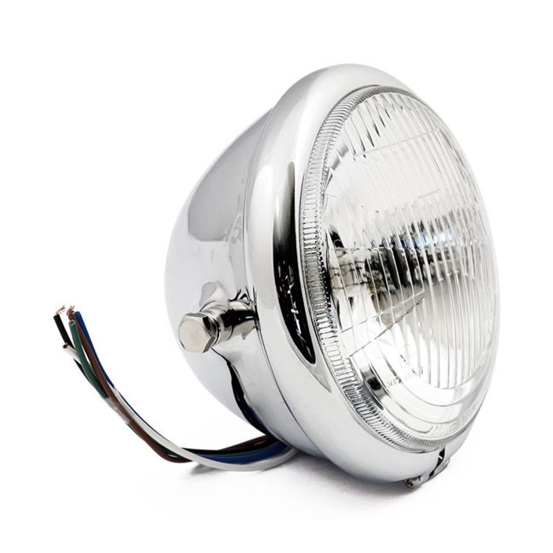 Strålkastare MCS Bates H4 5-3/4" krom