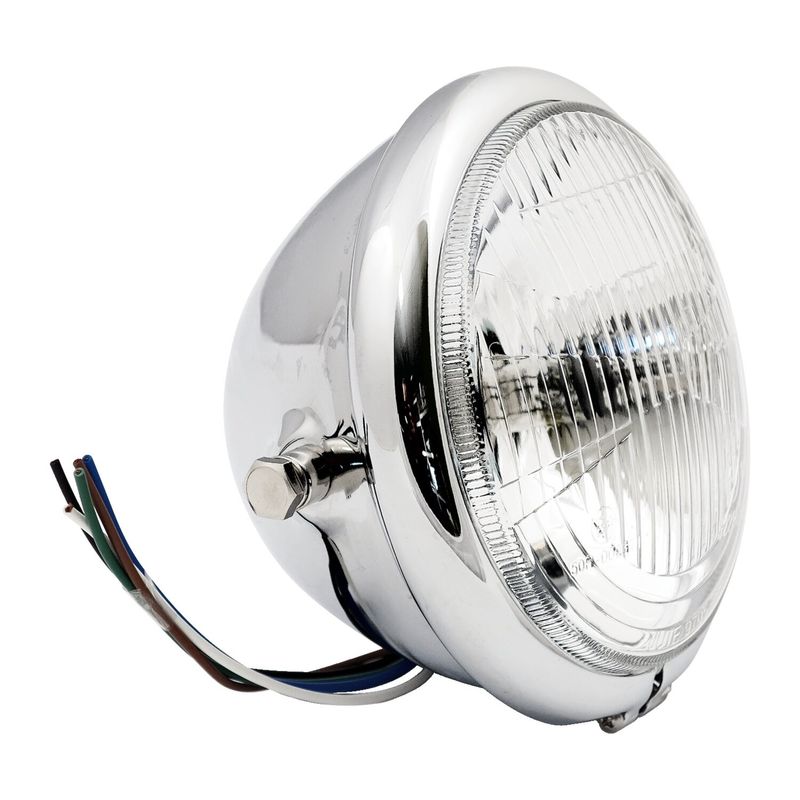 Strålkastare MCS Bates H4 5-3/4" krom