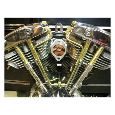 Oljeslang Paughco Old STF dubbel mässing Shovelhead 66-84