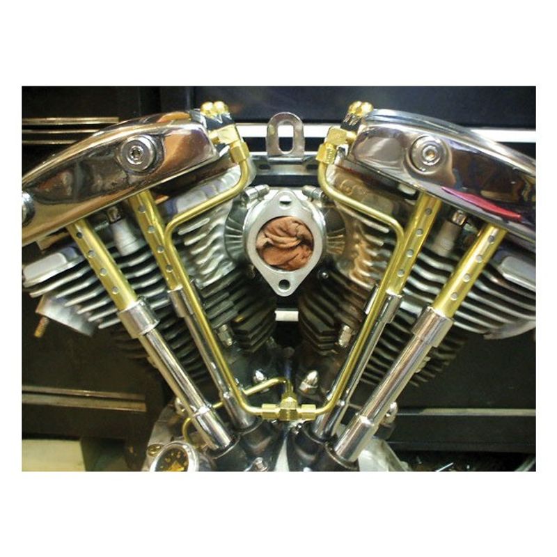 Oljeslang Paughco Old STF dubbel mässing Shovelhead 66-84