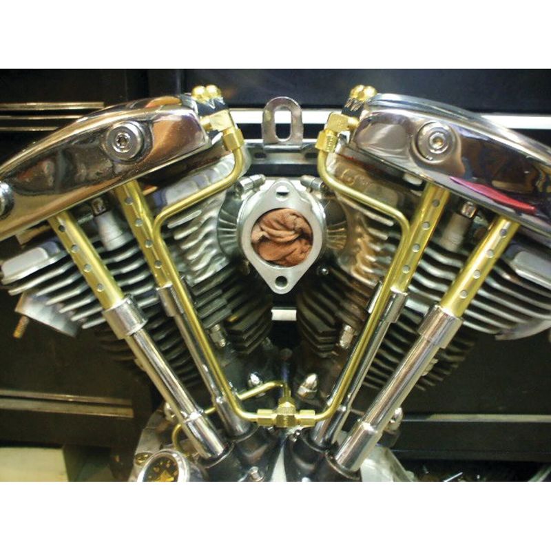 Oljeslang Paughco Old STF dubbel mässing Shovelhead 66-84