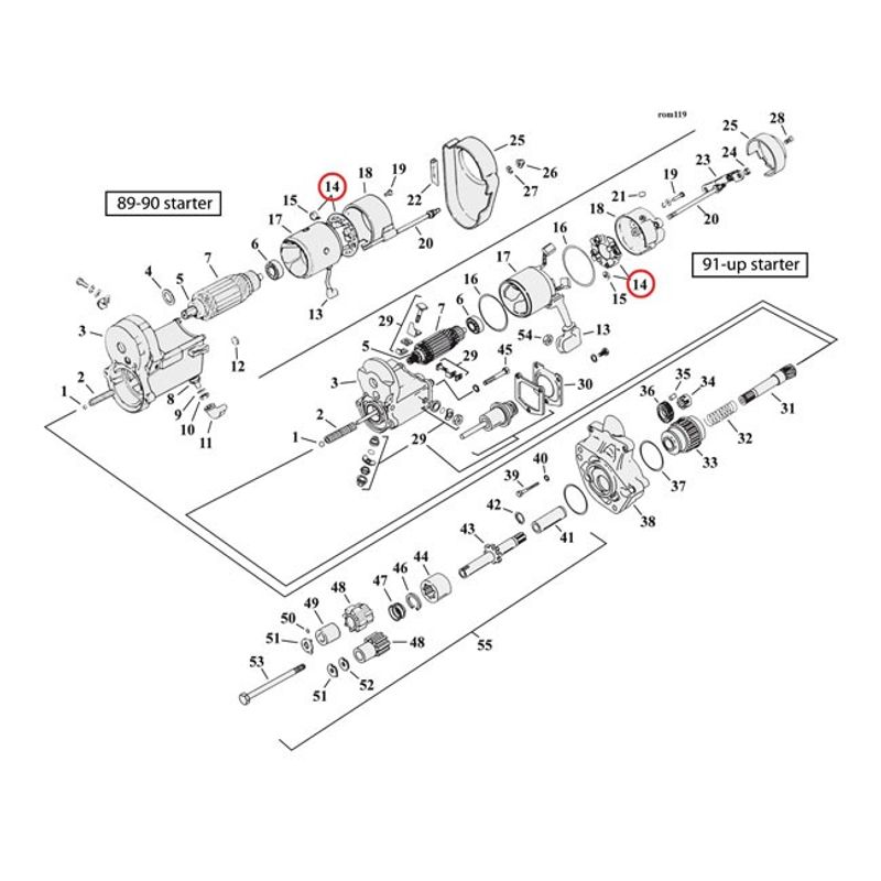 Kolborstsats startmotor MCS Hitachi Big Twin 89-90
