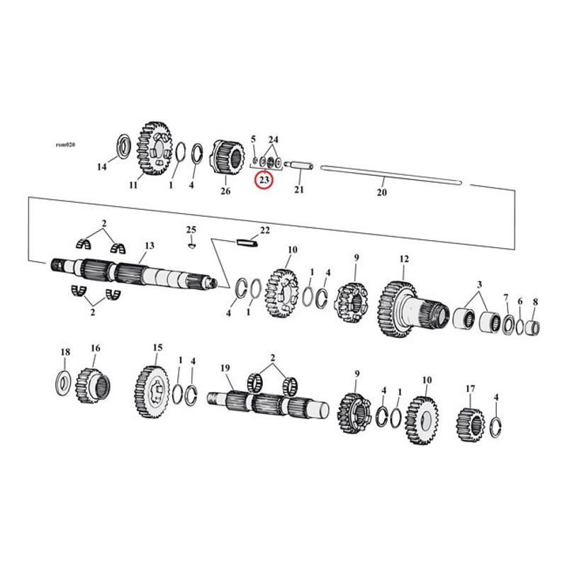 Lagersats MCS Throw kraftig L75-86 4&5 speed Big Twin