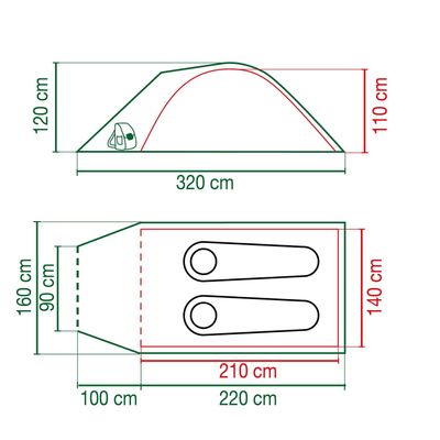 Coleman Darwin 2+ tent dark grey/army green