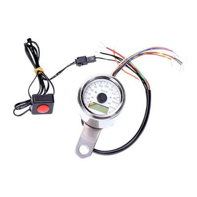 Hastighetsmätare MCS Stoker 48mm krom vit Compatible with stock 96-03 H-D