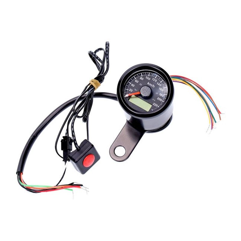 Hastighetsmätare MCS Stoker 48mm svart Compatible with stock 96-03 H-D