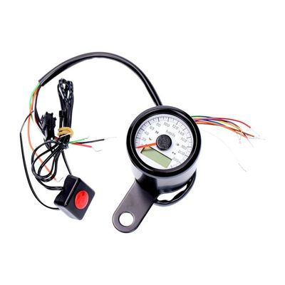 Hastighetsmätare MCS Stoker 48mm svart vit Compatible with stock 96-03 H-D