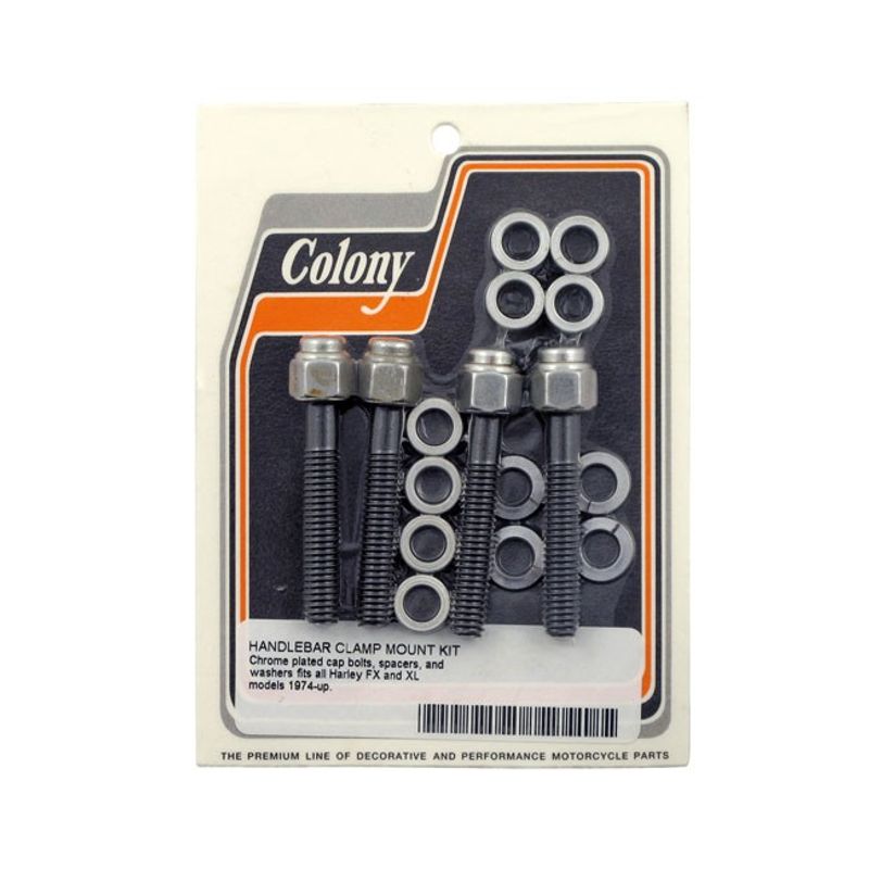 Monteringssats styrklammer Colony krom Big Twin, TC, XL Sportster 73-99