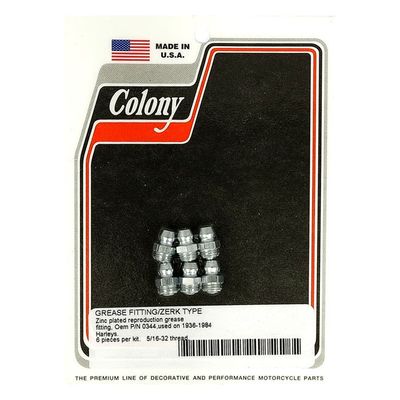 Nippel fett Colony 5/16-32 förzinkad 1936-1984 H-D (6-pack)