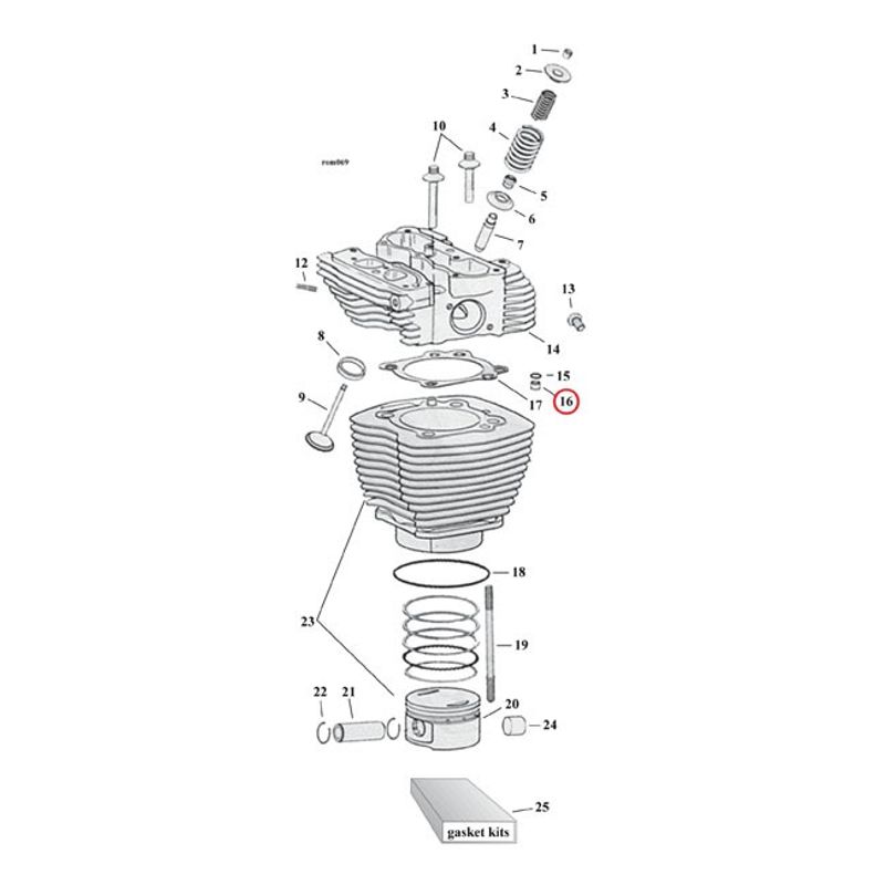 Styrstift topplock/cylinderfot S&S Twin Cam 99-17