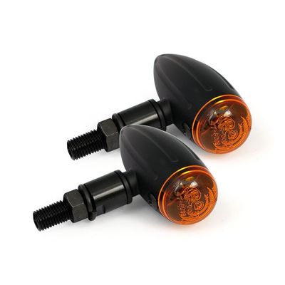 Blinkers MCS Micro Bullet halogen 12V svart räfflade