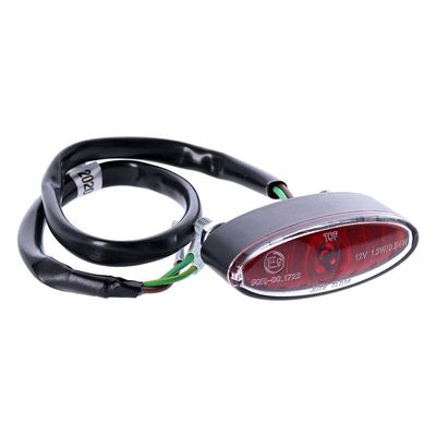 Baklykta MCS Mini Oval LED svart rött glas