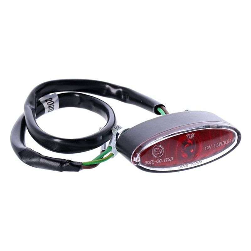 Baklykta MCS Mini Oval LED svart rött glas