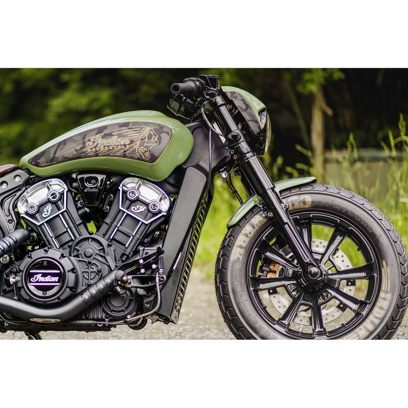 Framskärm Cult-Werk Old School blanksvart Indian Scout 15-24