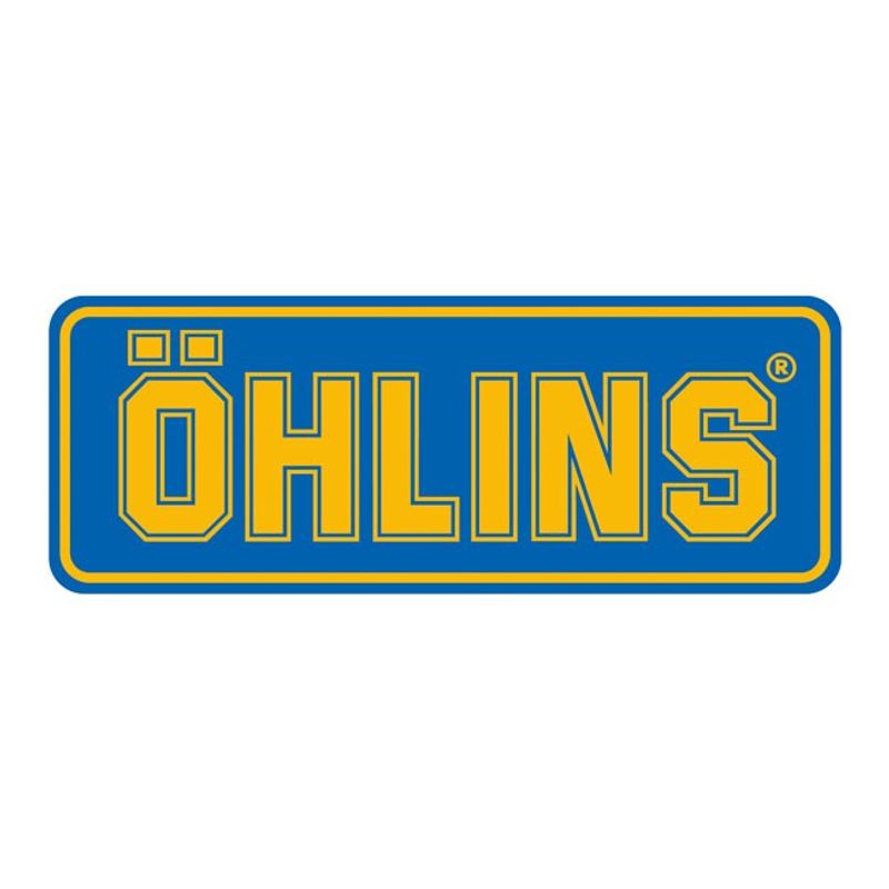 Dekal Öhlins gul blå 74mm x 28mm