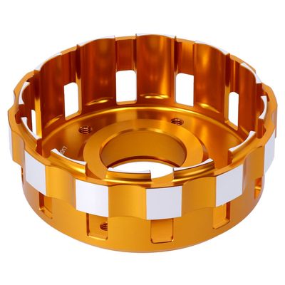 Kopplingskorg Trask Performance M8 billet anodiserad guld Softail 18-26