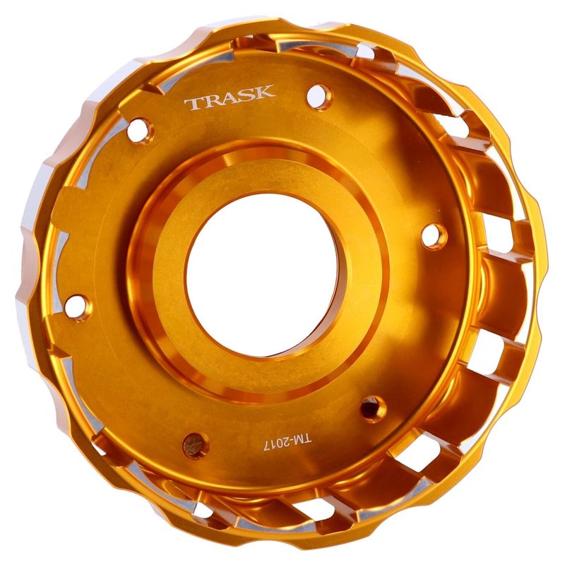 Kopplingskorg Trask Performance M8 billet anodiserad guld Softail 18-26