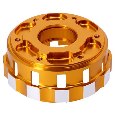 Kopplingskorg Trask Performance M8 billet anodiserad guld Softail 18-26