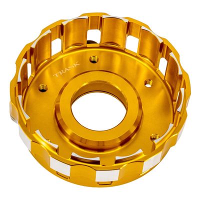 Kopplingskorg Trask Performance M8 billet anodiserad guld Softail 18-26