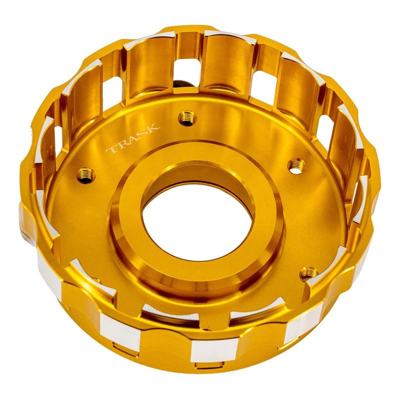Kopplingskorg Trask Performance M8 billet anodiserad guld Softail 18-26