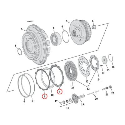 Platta koppling Alto Big Twin 98-17 (9-pack)