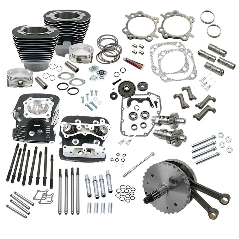 Effektsats S&S 124" Twin Cam Hot Set-Up med topplock svart Touring 99-06, Dyna 99-05