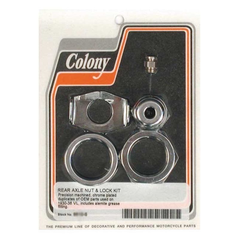 Mutter hjulaxel bak Colony 74"/80" VL Big Twin Flatheads krom