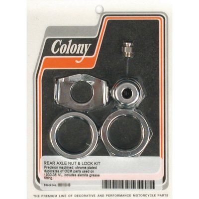 Mutter hjulaxel bak Colony 74"/80" VL Big Twin Flatheads krom