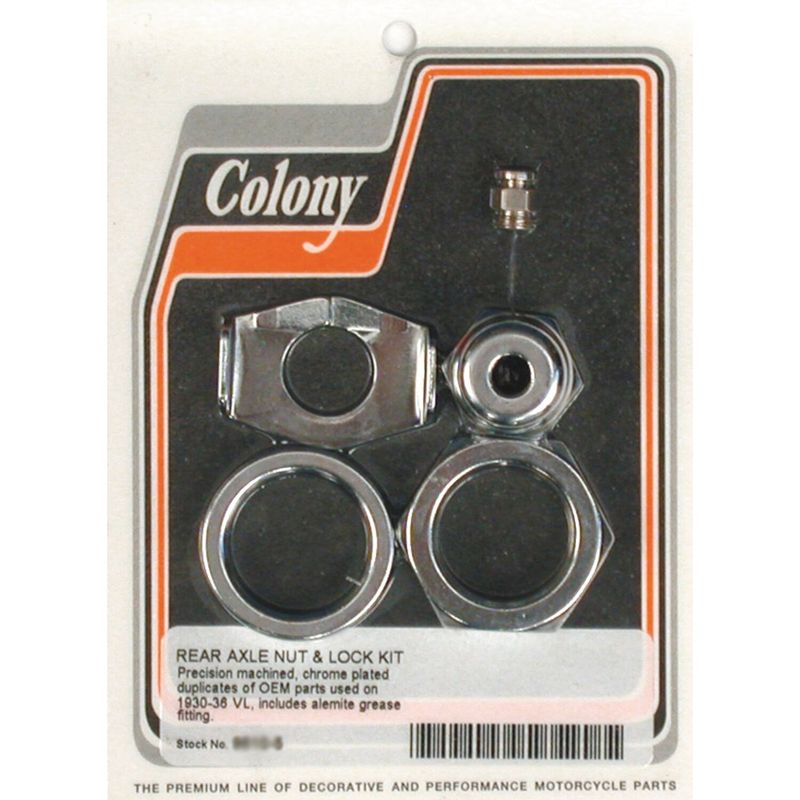 Mutter hjulaxel bak Colony 74"/80" VL Big Twin Flatheads krom