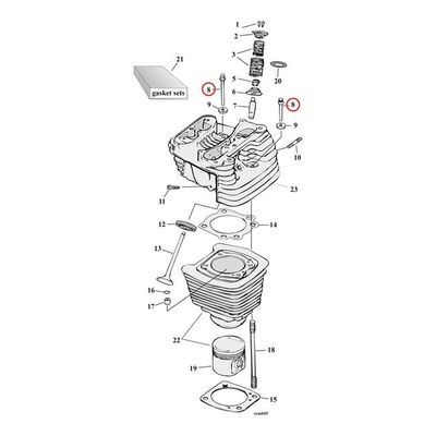 Topplocksbultsats Colony krom Big Twin 92-17, XL Sportster 92-19